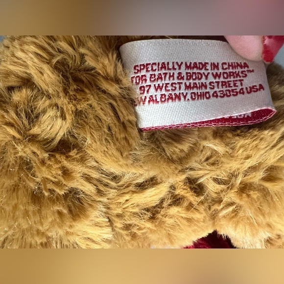 Bath & Body Works BBW Plush 5 1/2” Tan Brown Bear Red Scarf Stuffed Animal - Picture 13 of 13